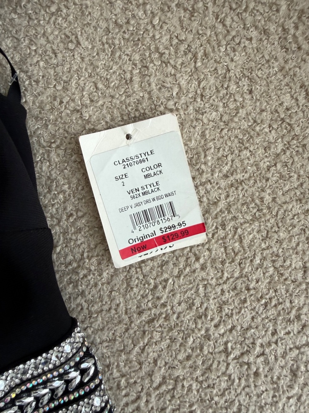Black Deep V Xscape Dress - Size 2 - Picture 2 of 2